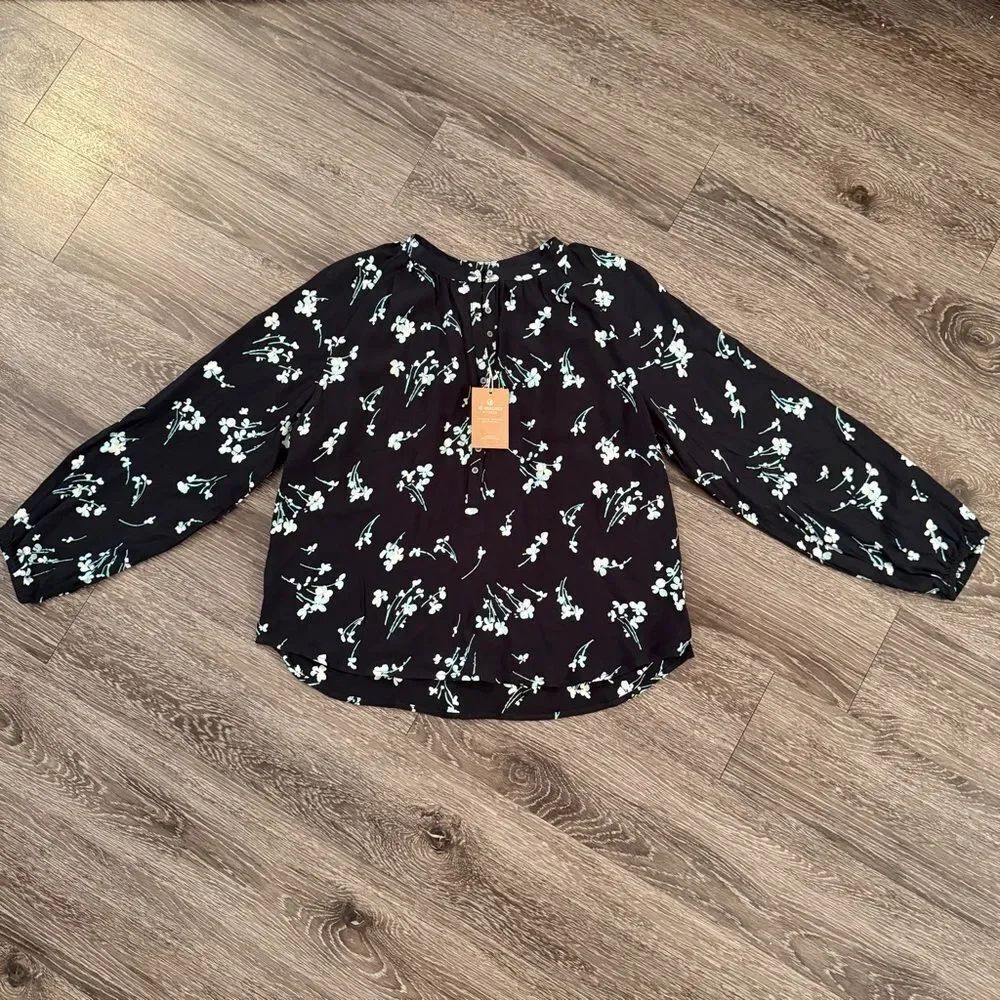 J. Crew Long-sleeveādrapey popover shirt in floral print New